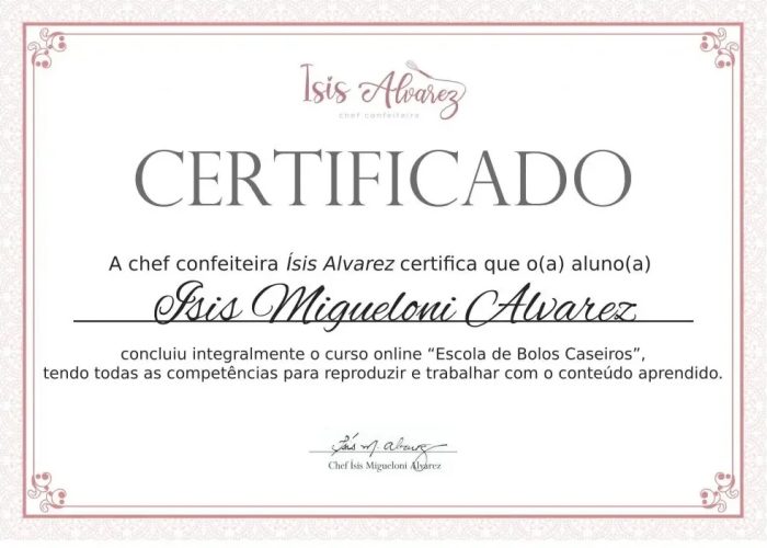 certificado curso bolos de vitrine